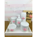 Kit Higiene Porcelana Diversos Temas Térmica Rosa Menina 