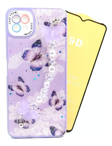 Case Mariposa + Mica Cristal Para Motorola G50 5g