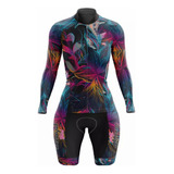 Vezzo Maillot Ciclismo Mujer Manga Larga Lycra Body