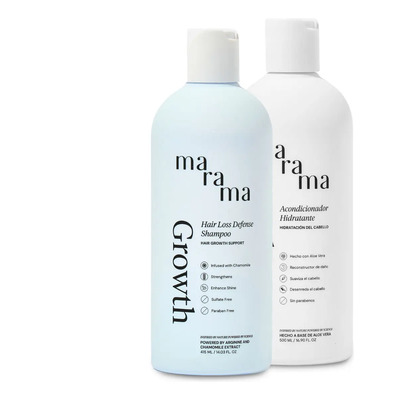 MARAMA | Set Growth Shampoo 500ml y Acondicionador 500ml | Fórmula Natural para Todo Tipo de Cabello | Shampoo con Manzanilla | Sin Sulfatos y Parabenos | Ideal Cabello Seco o Débil | Envío gratis