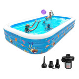 Piscina Familiar Inflable Con Bomba, 130 X 72 X 22 Pulgadas,