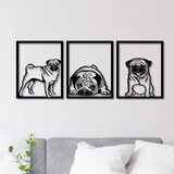 Cuadro Decorativo Perro Pug En Madera Mdf 3mm