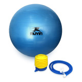 Bola De Pilates 85cm Muvin  Antiestouro  Suporta Até 300kg  Com Bomba  Ginástica  Fitness  Pilates  Yoga  Fisioterapia  Flexibilidade  Fortalecimento  Tonificação  Cor Azul