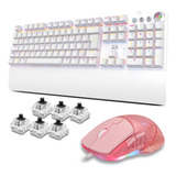 Kit Teclado Mecanico Mouse Gamer Usb Rgb Pegada Ajustável 