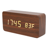 Asixxsix Reloj Despertador, Reloj Led De Madera Con Visualiz