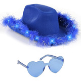Sombrero Vaquera Azul Con Gafas Sombrero Vaquero Halloween C