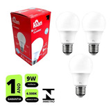 Kit 3x Lâmpadas Led Bulbo 9w Econômica Branca Fria E27 Cor Da Luz Branco-frio 110v/220v