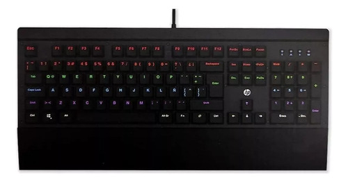 Teclado Gamer Hp Gk500 Qwerty Latinoamérica Negro Rgb