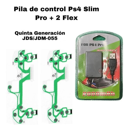 Kit Ps4 2 Membrana Flex Quinta Generación + Pila Slim Pro