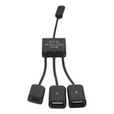 3 En 1 Micro Usb Hub Macho A Hembra Y Doble Usb 2.0 Host Otg