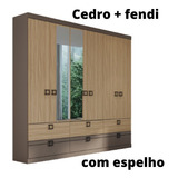 Guarda Roupa Herval Ph 1734 - Cor Cedro + Fendi  Com Espelho