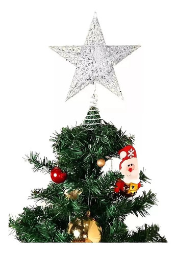 Estrella Arbol De Navidad Plateada Decoracion Navidad Adorno Navideño Decoraciones Navideñas Estrella Punta Arbol De Navidad Qatarshop Adornos Navideños 