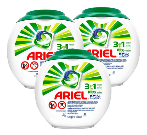 Detergente En Capsulas Ariel 3 X 57 Un