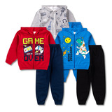 Kit 3 Conjuntos Infantil Moletom Masculino Inverno Menino