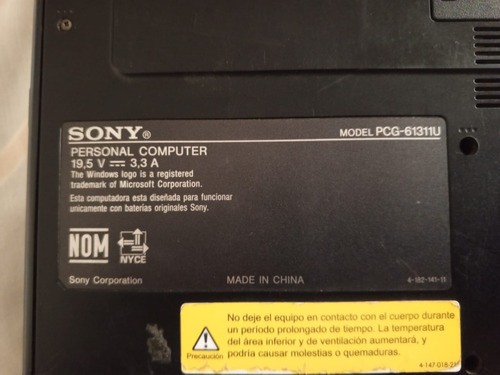 Portátil Sony Vaio( O Partes)