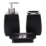 Kit Para Banheiro Lavabo Preto Fosco 3 Peças Kypto - Wincy