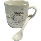 Taza De Cafe Con Cucharilla Ideal Regalo Lindo Diseño Kawaii