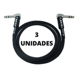 Kit 3 Cabos P/ Pedal P10 90°l Estéreo Balanceado Trs 25cm