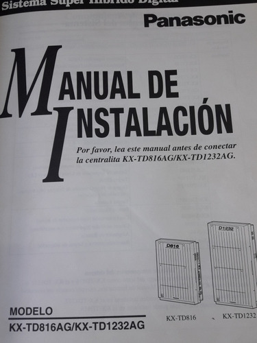 Manual De Usuario Panasonic Central Telefónica Kx-td816/1232