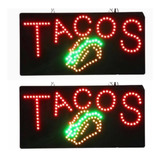 Letrero Led Tacos Ideal Para Tu Negocio 48cm X 25cm 2 Piezas