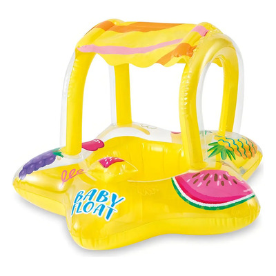 Flotador Salvavidas Inflable Con Techo Intex Estrella Color Amarillo Celeste