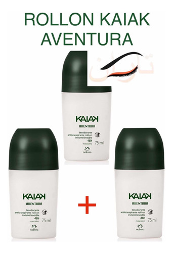 Kit C 3: Rollon Antitranspirante Natura Kaiak Aventura 75ml