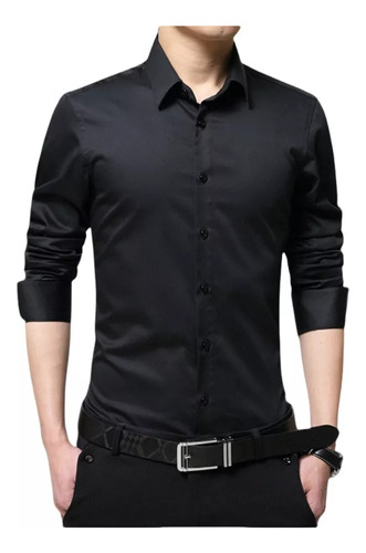 Camisa Slim Fit Tipo Calidad Moda Casual Formal Liso