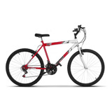 Bicicleta  De Passeio Ultra Bikes Bike Aro 26 Bicolor 18 Marchas Freios V-brakes Cor Vermelho-ferrari/branco