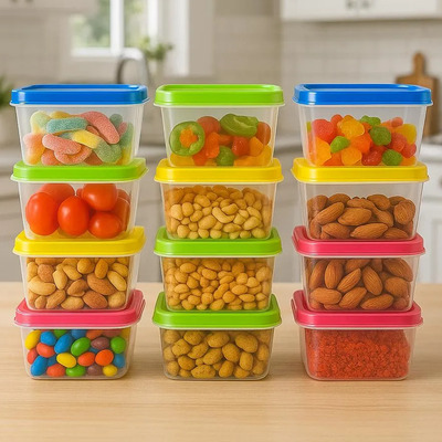 12 Mini Contenedores Multiusos Topers Recipiente Snack Multicolor