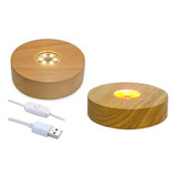 Base De Luz Led De Madera Para Exhibición De Arte Con Usb Y 