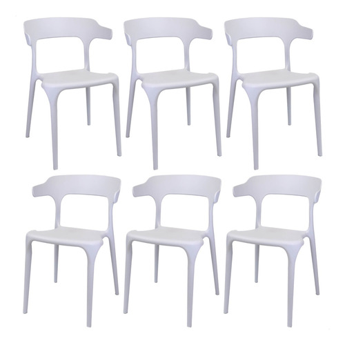 6 Cadeiras Moderna Design Chifre Apoio Braços Várias Cores