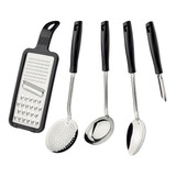 Conjunto De Utensílios Easy 5 Peças Em Aço Inox Tramontina