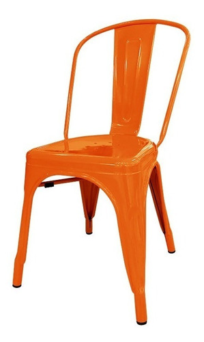 Silla De Comedor Desillas Tolix, Estructura Color Naranja, 4 Unidades