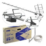 Antena Digital Externa Uhf Hdtv Boca De Jacare + Mastro Cabo