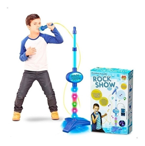 Microfone Pedestal Infantil Rock Show Musical C/ Mp3 Luz