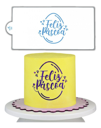 Stencil Decorativo Decoração Confeitaria Bolos Feliz Páscoa