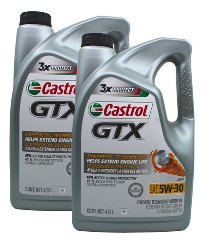 2 Piezas De Aceite Castrol Gtx 5w-30 X 4.73 Ml.