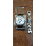 Reloj Swatch Cuadro Grande Irony Correa Acero Y Cuero