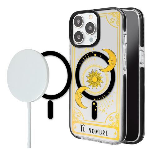 Funda Para iPhone Magsafe Carta Tarot Sol Luna Tu Nombre