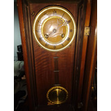 Antiguo Reloj Pendulo Llave Caja Madera Vitrina Relojeria