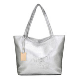 Bolso De Hombro Retro De Piel De Cocodrilo Grande Para Mujer