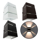 6x Arandela Externa 2 Focos Friso Parede Muro + Led Incluso Cor Preto Led Quente