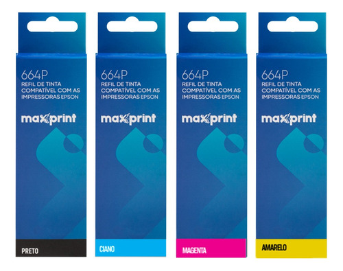 Kit 4 Cores Refil Tinta Maxprint Para Impressora Epson L355