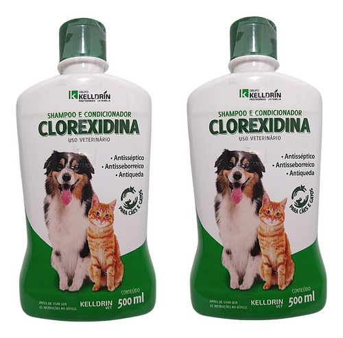 Dermatite Canina Shampoo Condicionador Clorexidina 500ml 2un