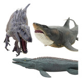 Kit De Increibles Indominux Rex, Mosasaurio Y Megalodon 