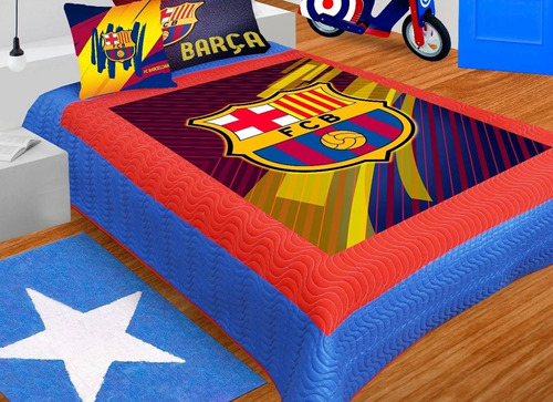 Cubrelecho Barcelona F.c. Edredón Equipos Fútbol Cama Doble