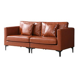 Sofá Loveseat De Cuero Genuino Kunpeng 70.9'' Con 2 Cojines 