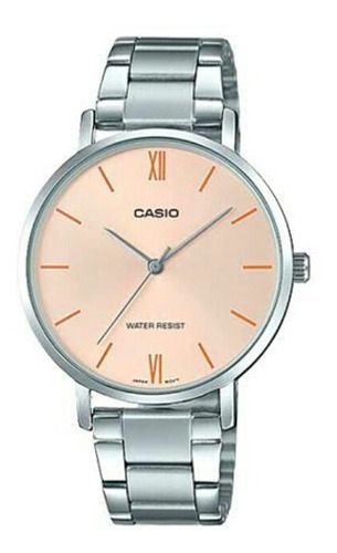 Reloj Casio De Dama Ltp-vt01 Metal Cara Rosa Romanos