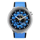 Reloj Swatch Sb07s106 Blue Daze Color De La Malla Azul Color Del Bisel Gris Color Del Fondo Azul