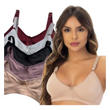 Kit5 Conjunto Lingerie Calcinha E Sutiã Liso Reforçado Cores